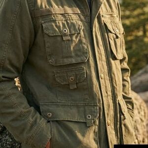 Olive Field Jacket with Utility Pockets - Unbranded